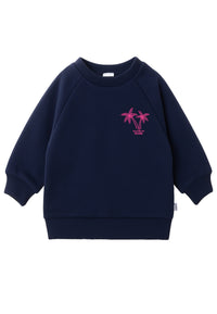 Sweatshirt in marine mit "Palmen" Print