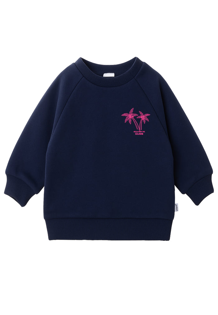 Sweatshirt in marine mit "Palmen" Print