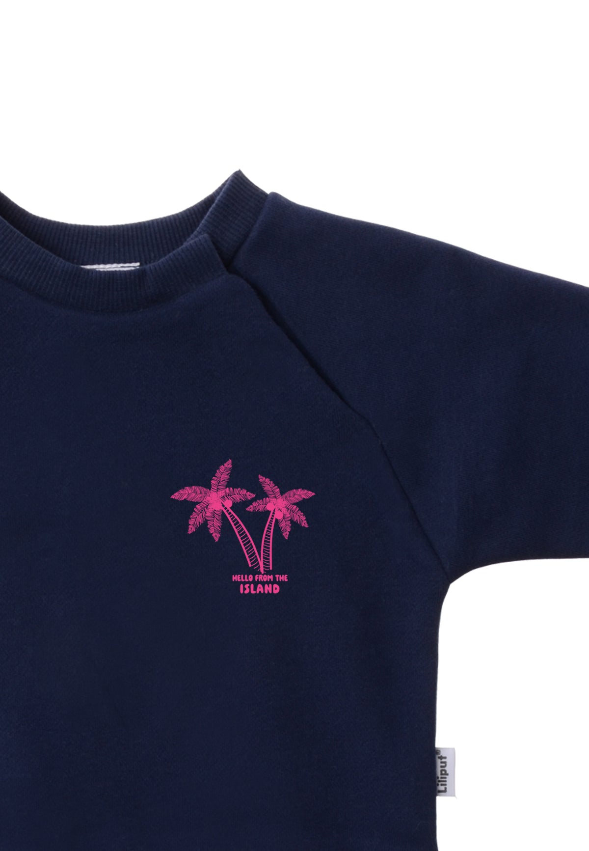 Sweatshirt in marine mit "Palmen" Print