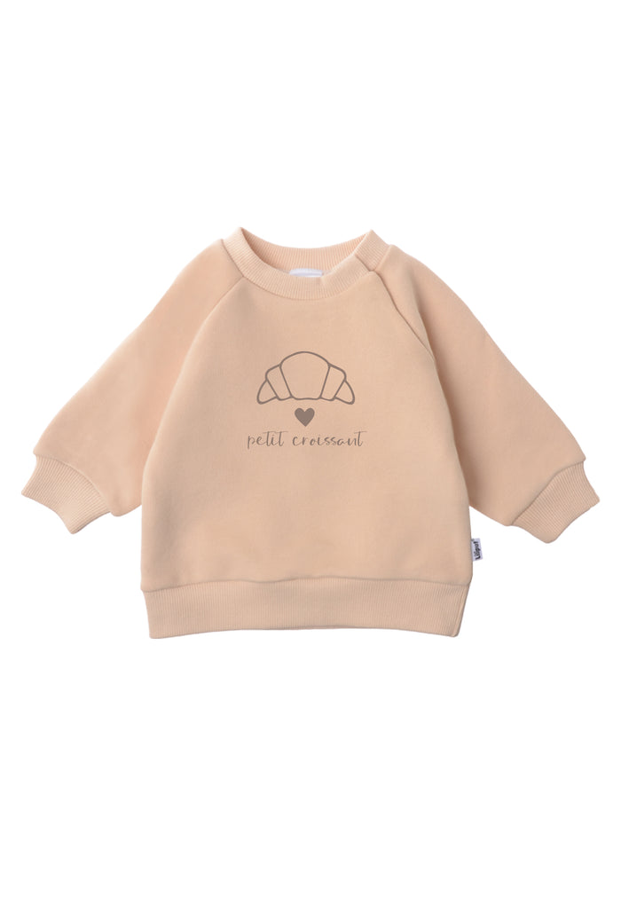 Sweatshirt in beige mit petit croissant Print in braun