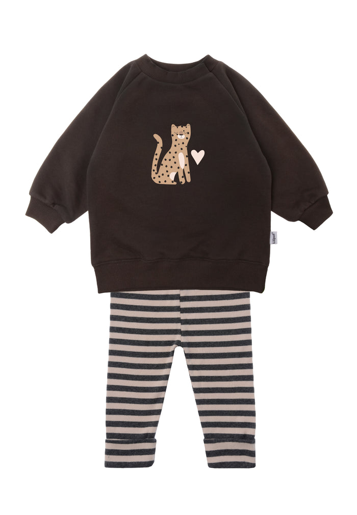 Sweatshirt Kombi mit niedlicher gestreifter Leggings