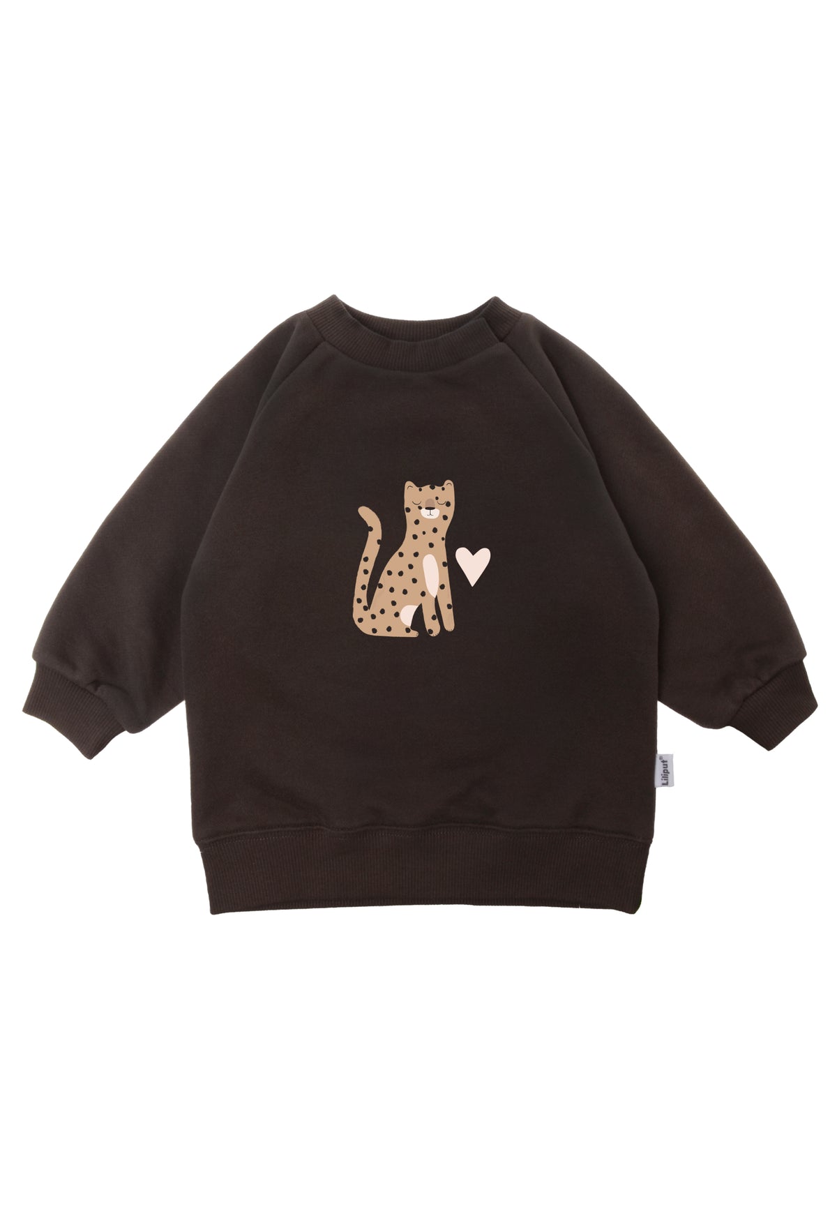braunes Sweatshirt mit Leo Aufdruck auf der Vorderseite