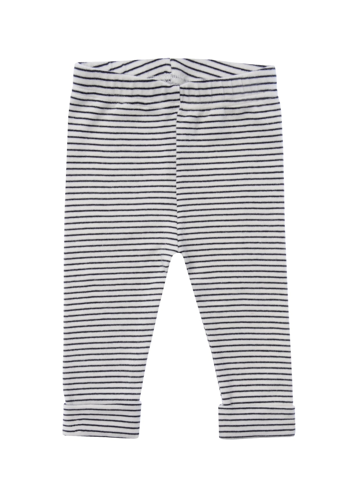 Leggings in ecru-schwarz geringelt.
