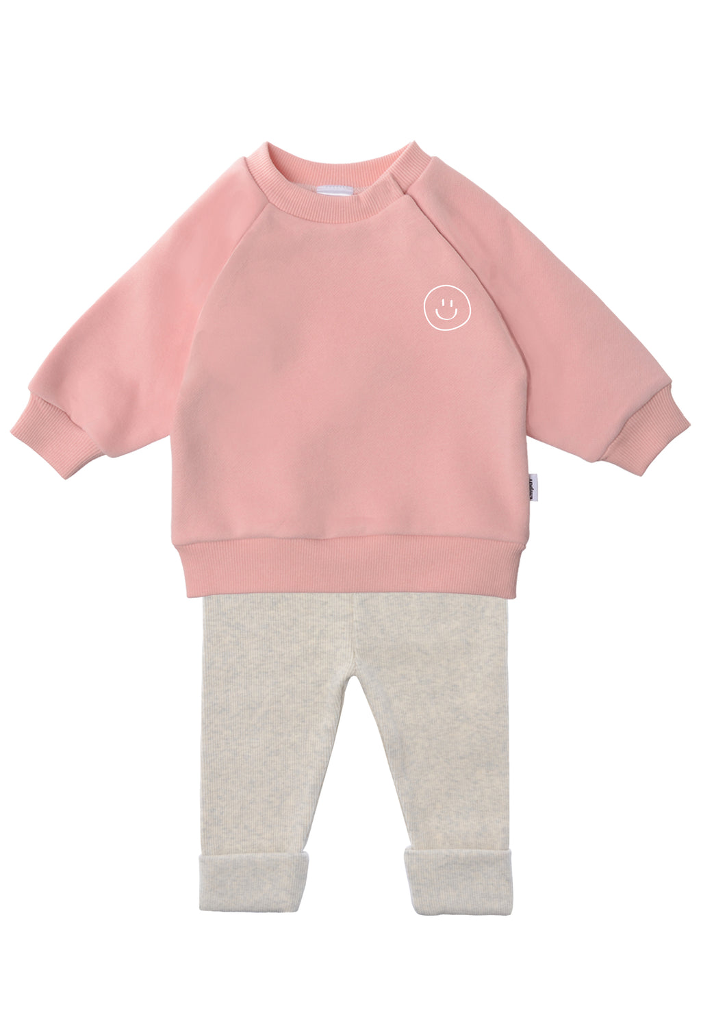 2tlg. Set mit Sweatshirt in rosa "smily" und Leggings in der Farbe gramelange 