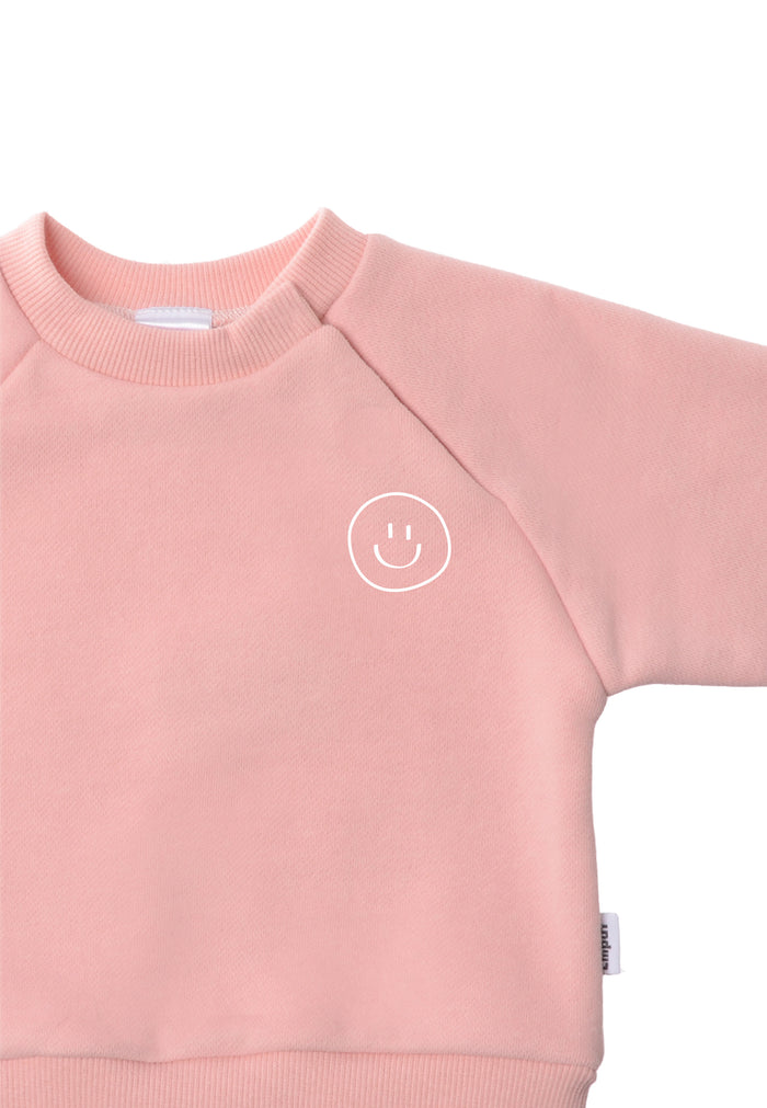 In Detail 2tlg. Set mit Sweatshirt in rosa "smily" und Leggings in der Farbe gramelange