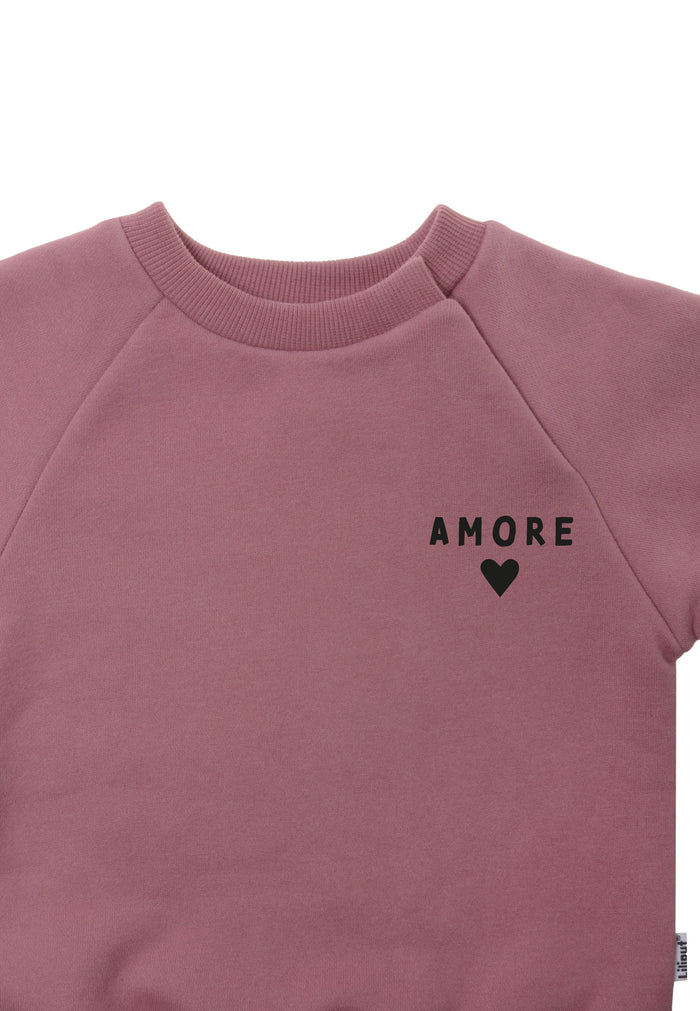 In Detail 2tlg. Set mit Sweatshirt in rosenholz "amore" und Leggings schwarz gestreift in der Farbe ecru