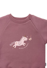 In Detail 2tlg. Set mit Sweatshirt in rosenholz "Einhorn believe in magic" 