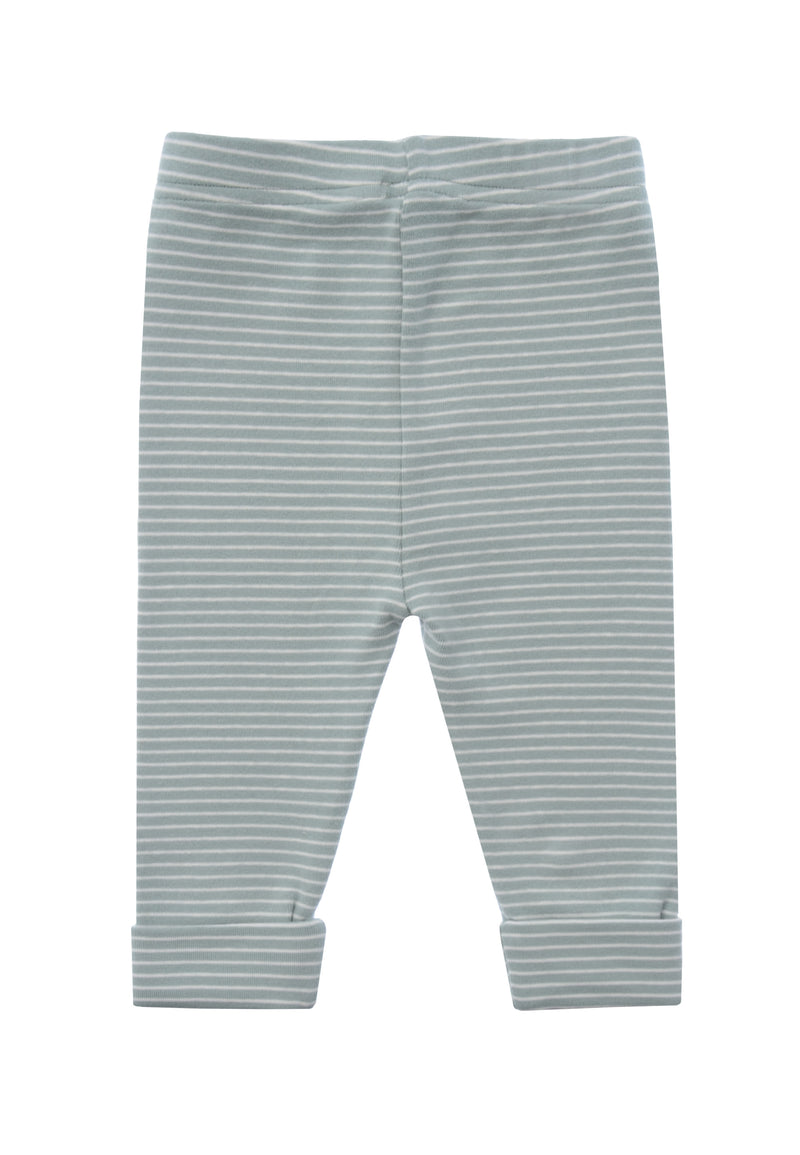 Rückseite der schilf-ecru geringelten Leggings.