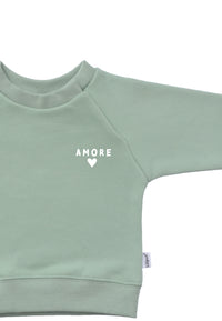 Im Detail Sweatshirt in schilf mit dem Druck "amore"