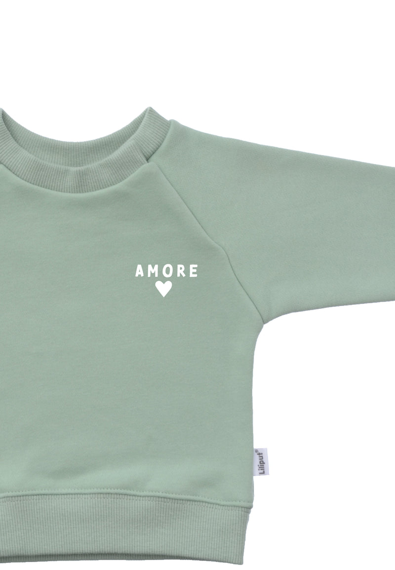 Im Detail Sweatshirt in schilf mit dem Druck "amore"