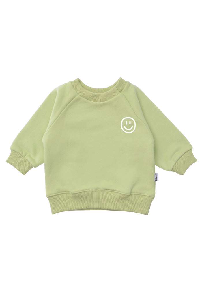 Sweatshirt in der hellgrün mit "smily" Print