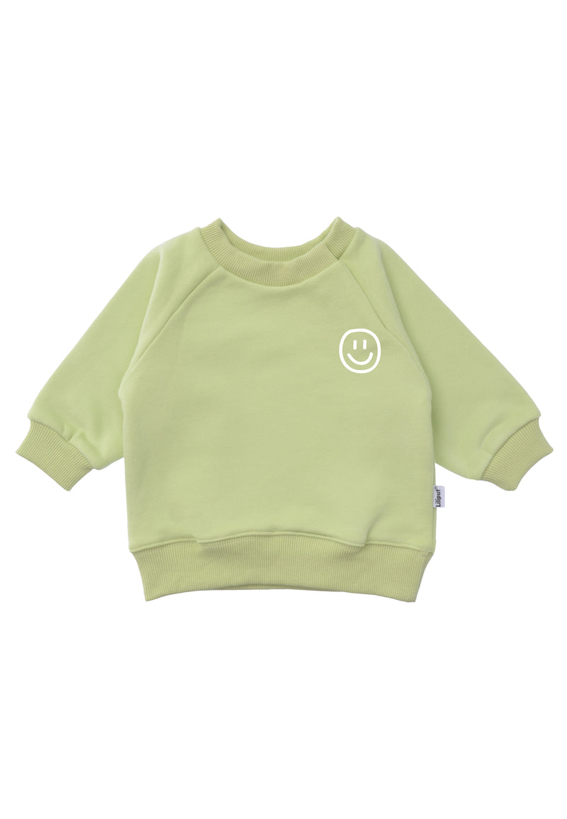 Sweatshirt in der hellgrün mit "smily" Print
