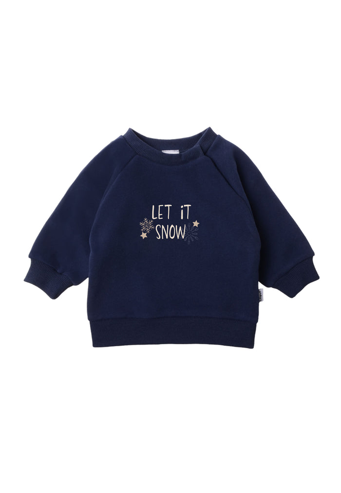 Sweatshirt in navy mit "let it snow" Wording.