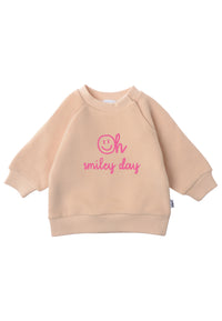 Sweatshirt mit pinkem „Oh smiley day“-