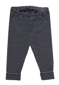 dunkelblau-weiß gestreifter Leggings