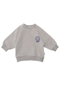 Sweatshirt mit „HAPPY“-Smiley-Print 