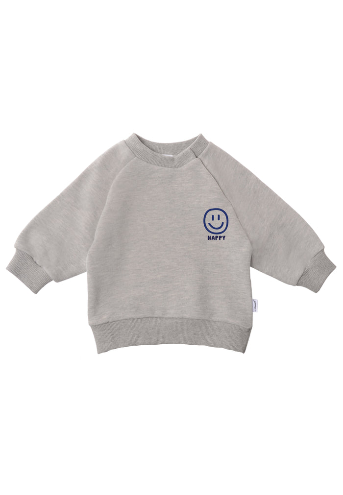 Sweatshirt mit „HAPPY“-Smiley-Print 