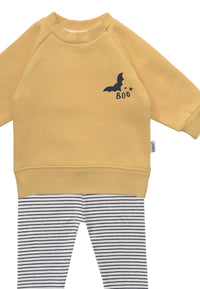 2tlg. Set mit Sweatshirt "Boo" in gelb und Leggings