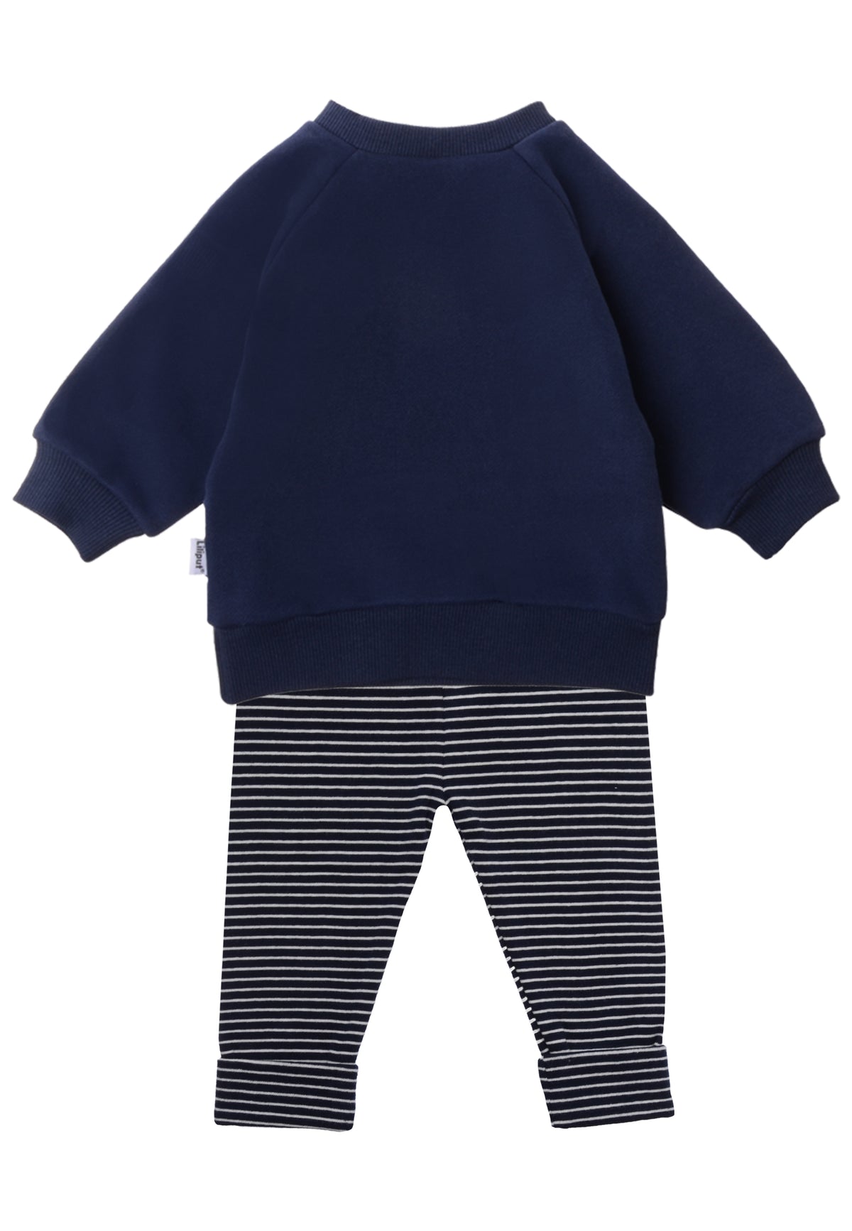 2tlg. Set mit Sweatshirt "Boo" in marine und Ringel Leggings