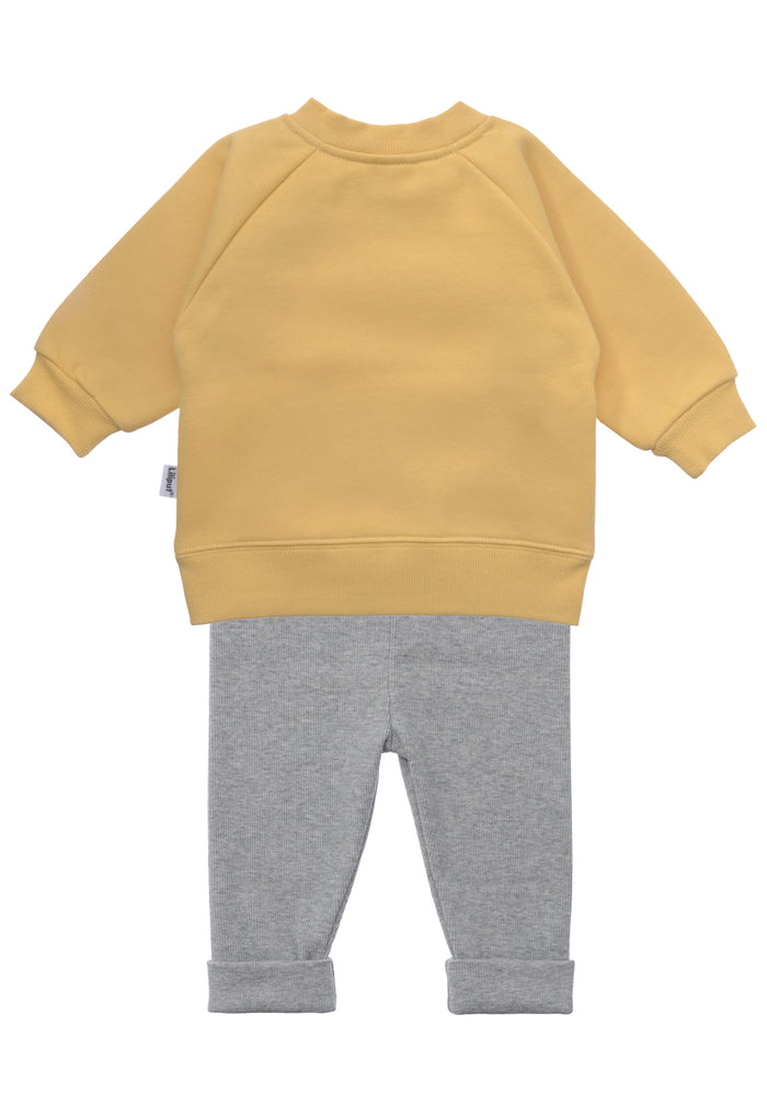 2tlg. Set mit Sweatshirt "little pumpkin" in gelb und dunkelgrauer Leggings