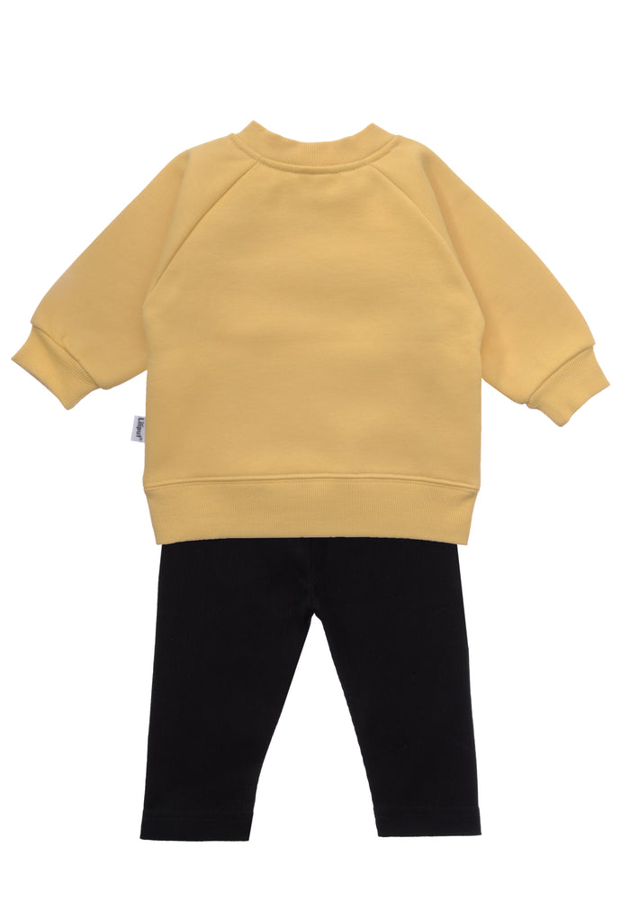 2tlg. Set mit Sweatshirt "Boo Crew" in gelb und schwarzer Leggings