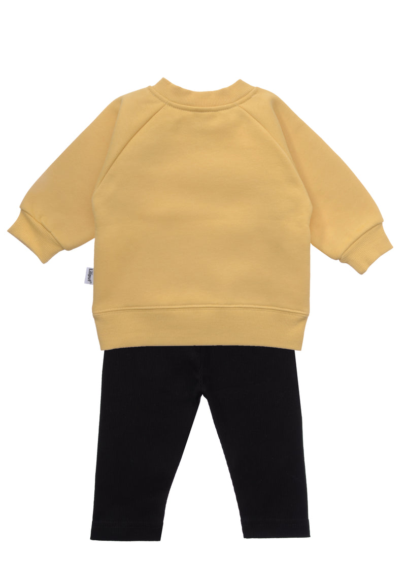 2tlg. Set mit Sweatshirt "Boo Crew" in gelb und schwarzer Leggings