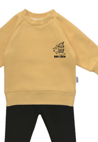 2tlg. Set mit Sweatshirt "Boo Crew" in gelb und schwarzer Leggings