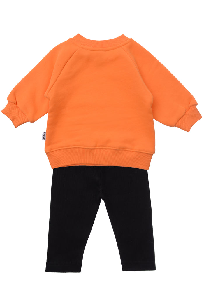 2tlg. Set mit Sweatshirt "Boo Crew" in orange und Leggings in schwarz