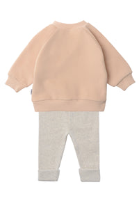 2tlg. Set mit Sweatshirt in beige "XMAS Maus" und Leggings