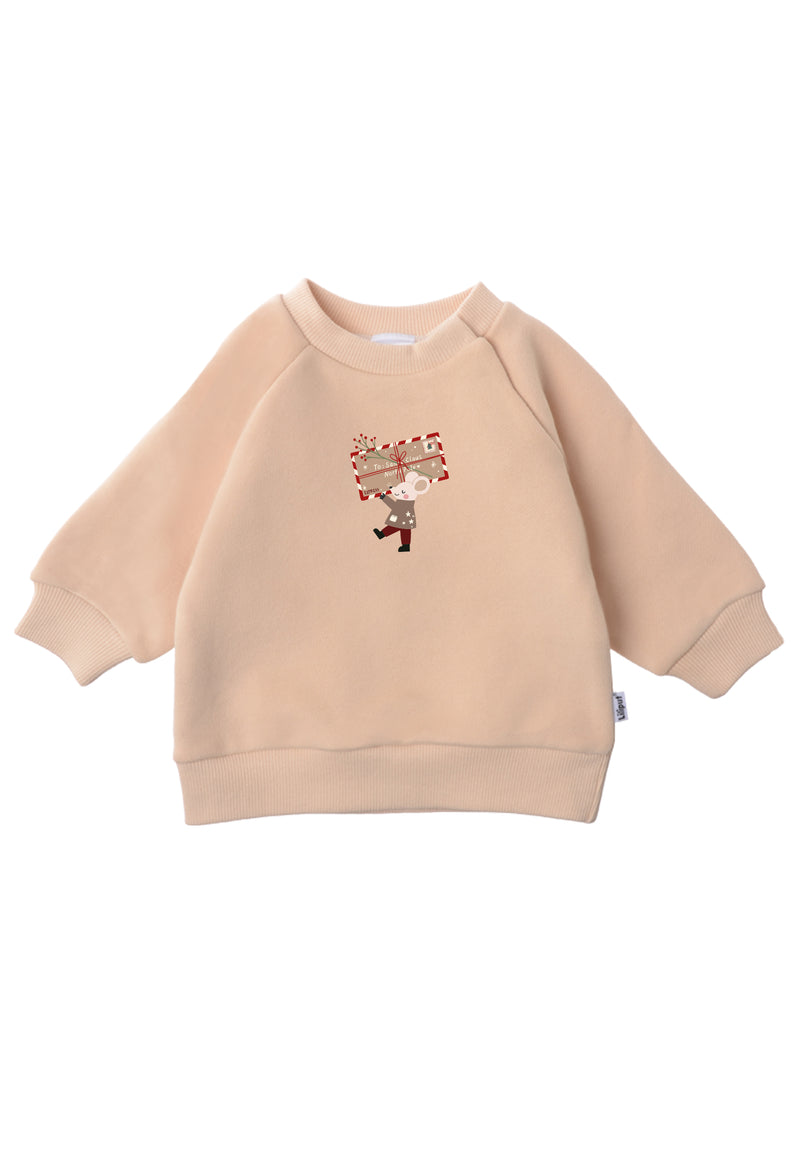 2tlg. Set mit Sweatshirt in beige "XMAS Maus" und Leggings