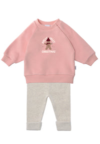 2tlg. Set mit Sweatshirt in rosa und "Holly Jolly Lebkuchen" Print und Leggings
