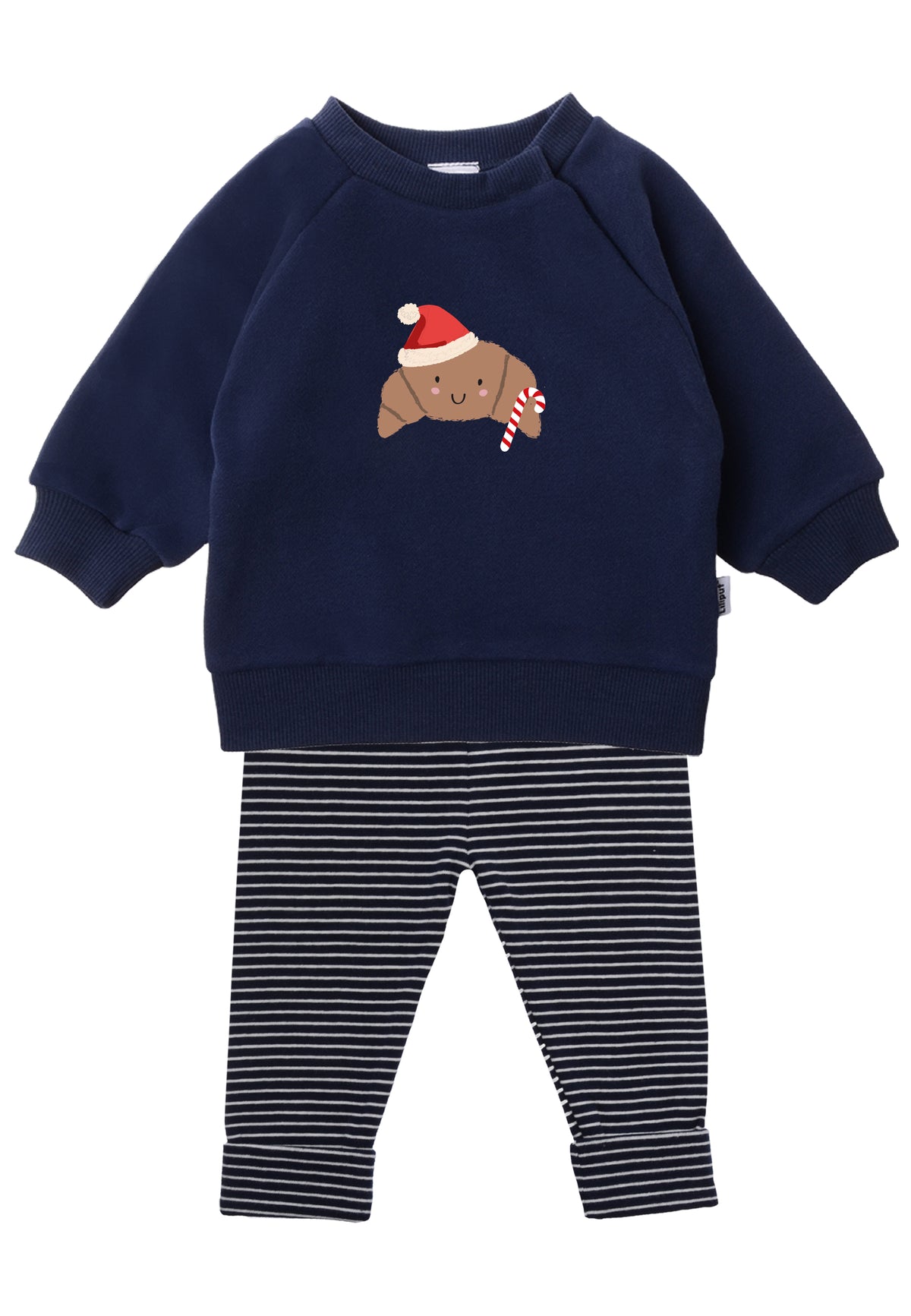 2tlg. Set mit Sweatshirt "XMAS Croissant" und Leggings