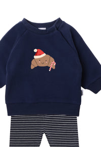 2tlg. Set mit Sweatshirt "XMAS Croissant" und Leggings