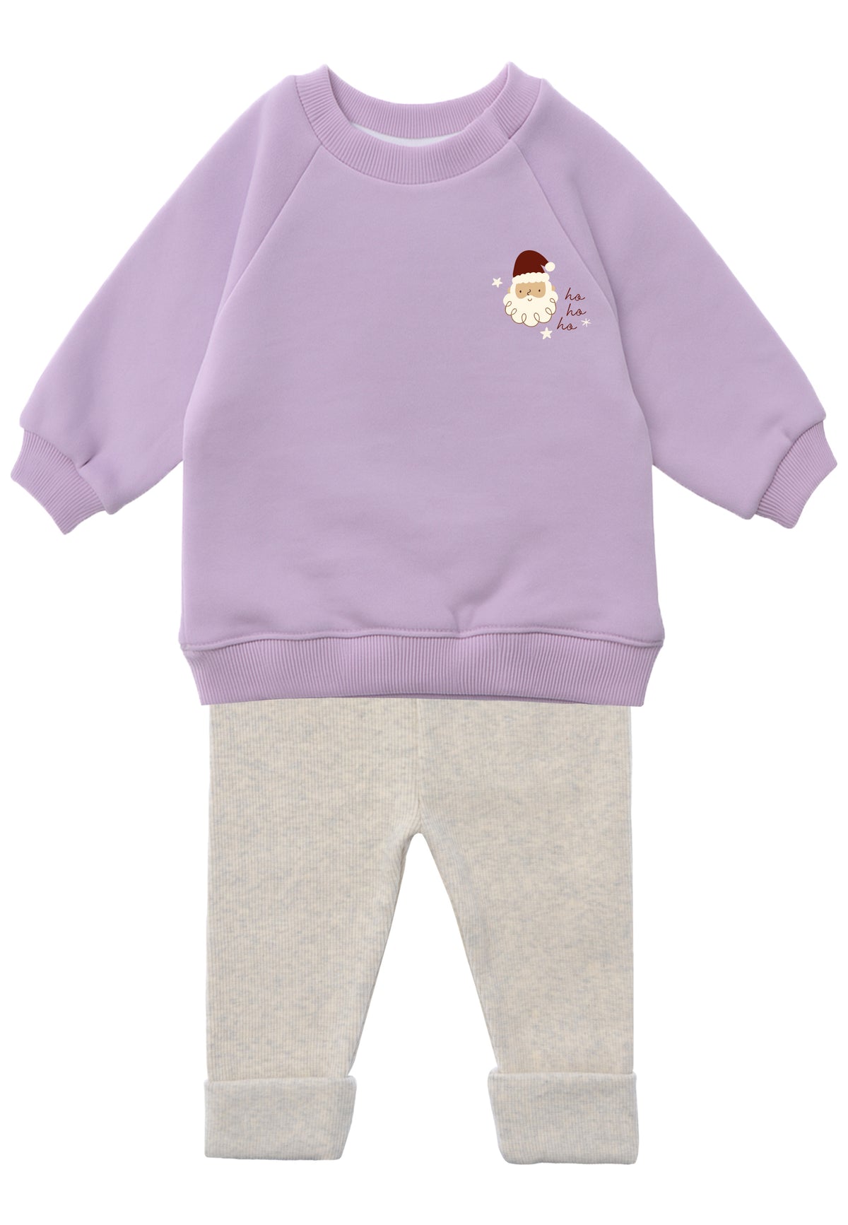 2tlg. Set mit Sweatshirt in flieder mit "Weihnachtsmann" Print und Leggings