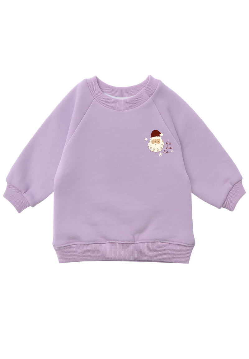 2tlg. Set mit Sweatshirt in flieder mit "Weihnachtsmann" Print und Leggings