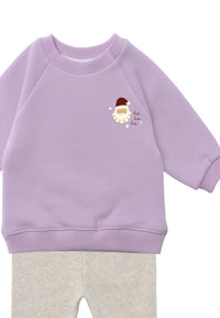 2tlg. Set mit Sweatshirt in flieder mit "Weihnachtsmann" Print und Leggings