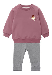 2tlg. Set mit Sweatshirt "Santa" in rosenholz und Leggings