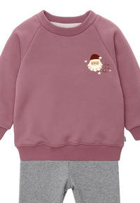 2tlg. Set mit Sweatshirt "Santa" in rosenholz und Leggings