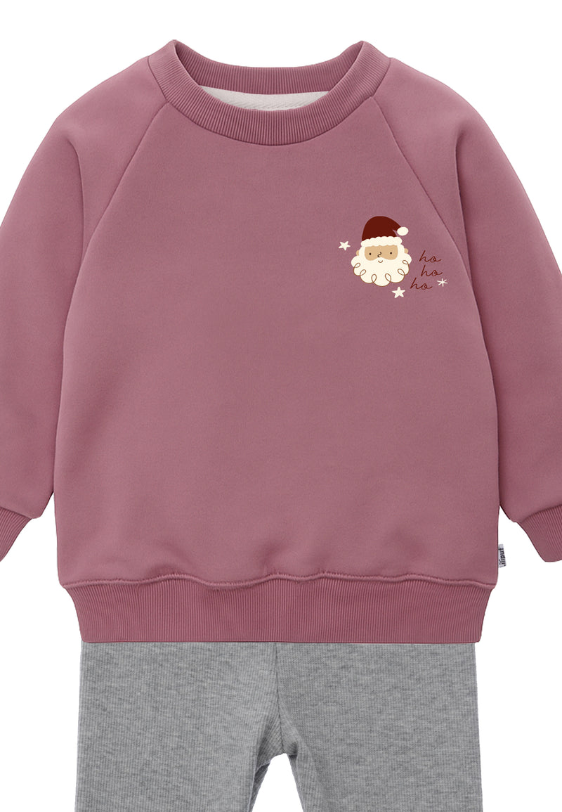 2tlg. Set mit Sweatshirt "Santa" in rosenholz und Leggings