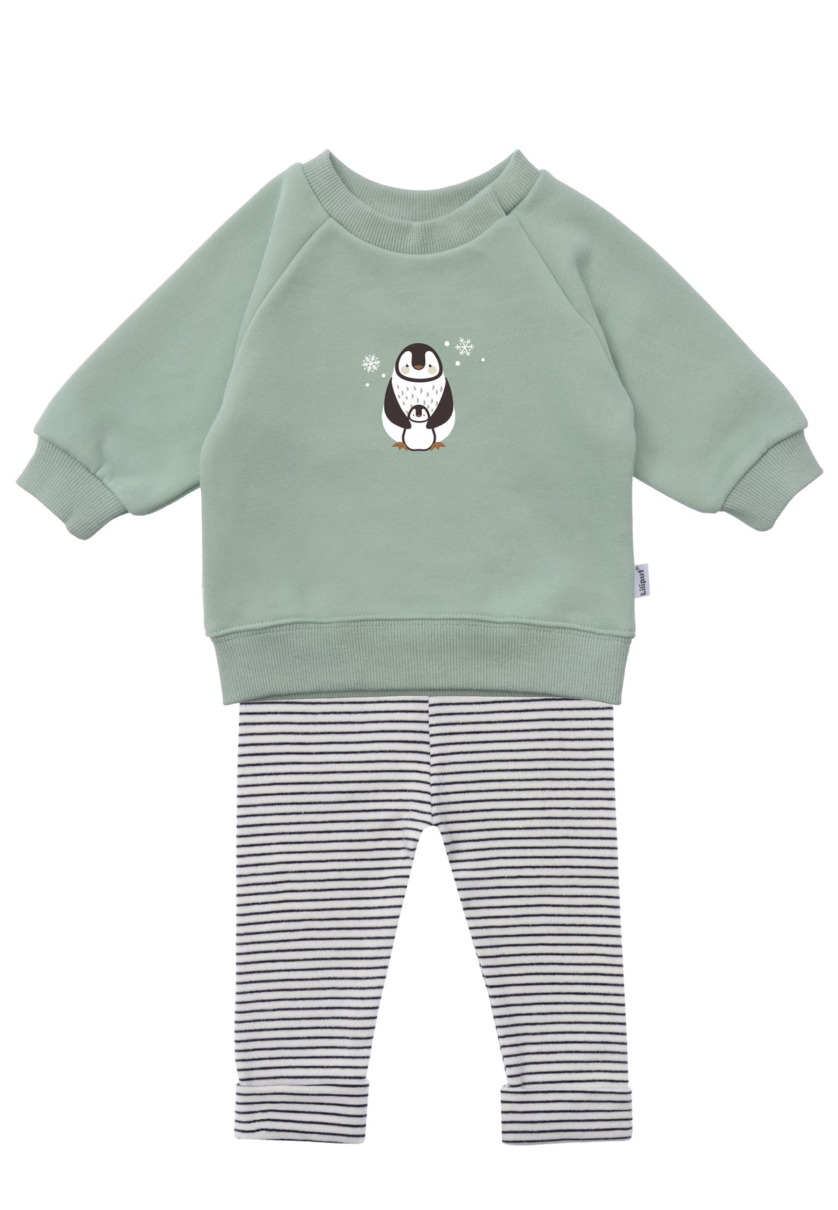 2tlg. Set mit Sweatshirt in schilf und "Pinguin" Print & Leggings