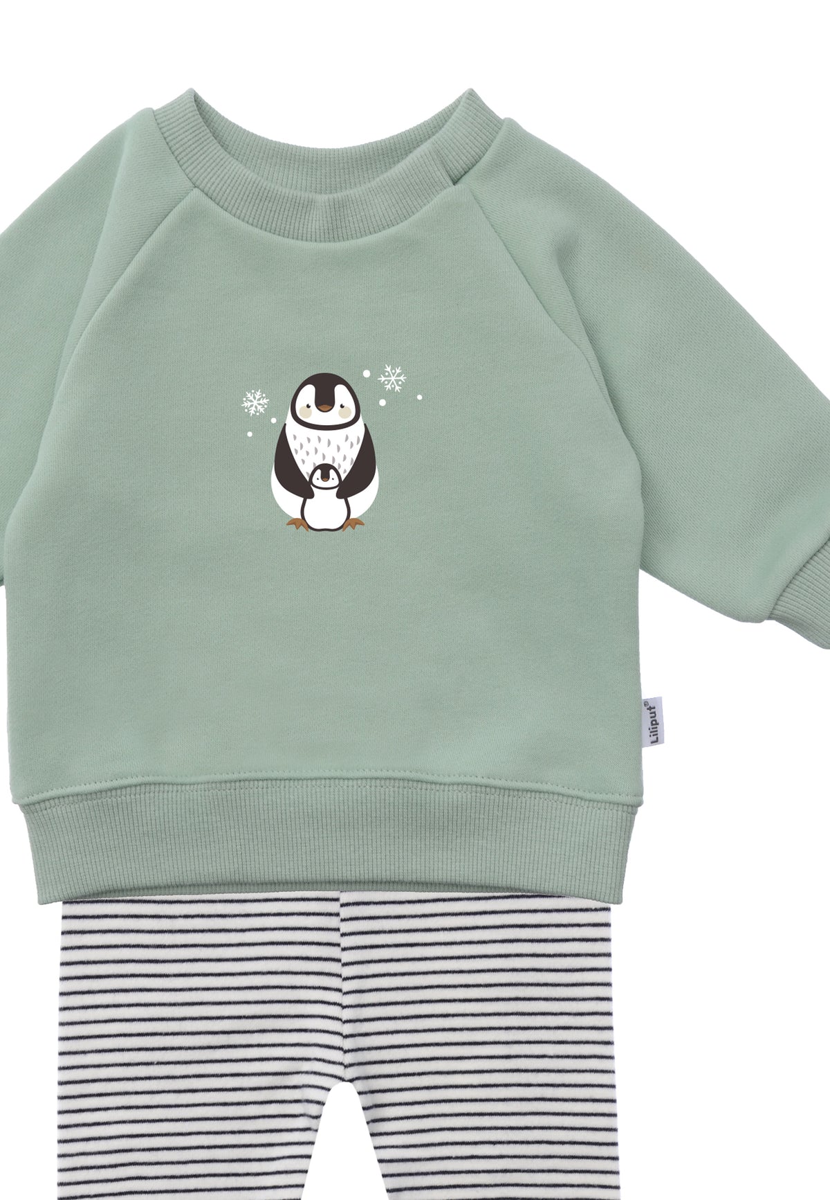 2tlg. Set mit Sweatshirt in schilf und "Pinguin" Print & Leggings