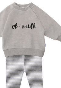 2tlg. Set mit Sweatshirt und Leggings "oh milk"