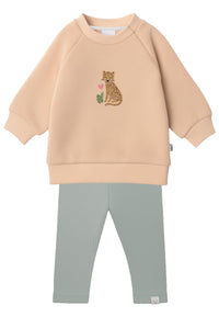 2tlg. Set mit Sweatshirt in beige "Leo" und Leggings