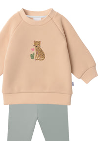 2tlg. Set mit Sweatshirt in beige "Leo" und Leggings