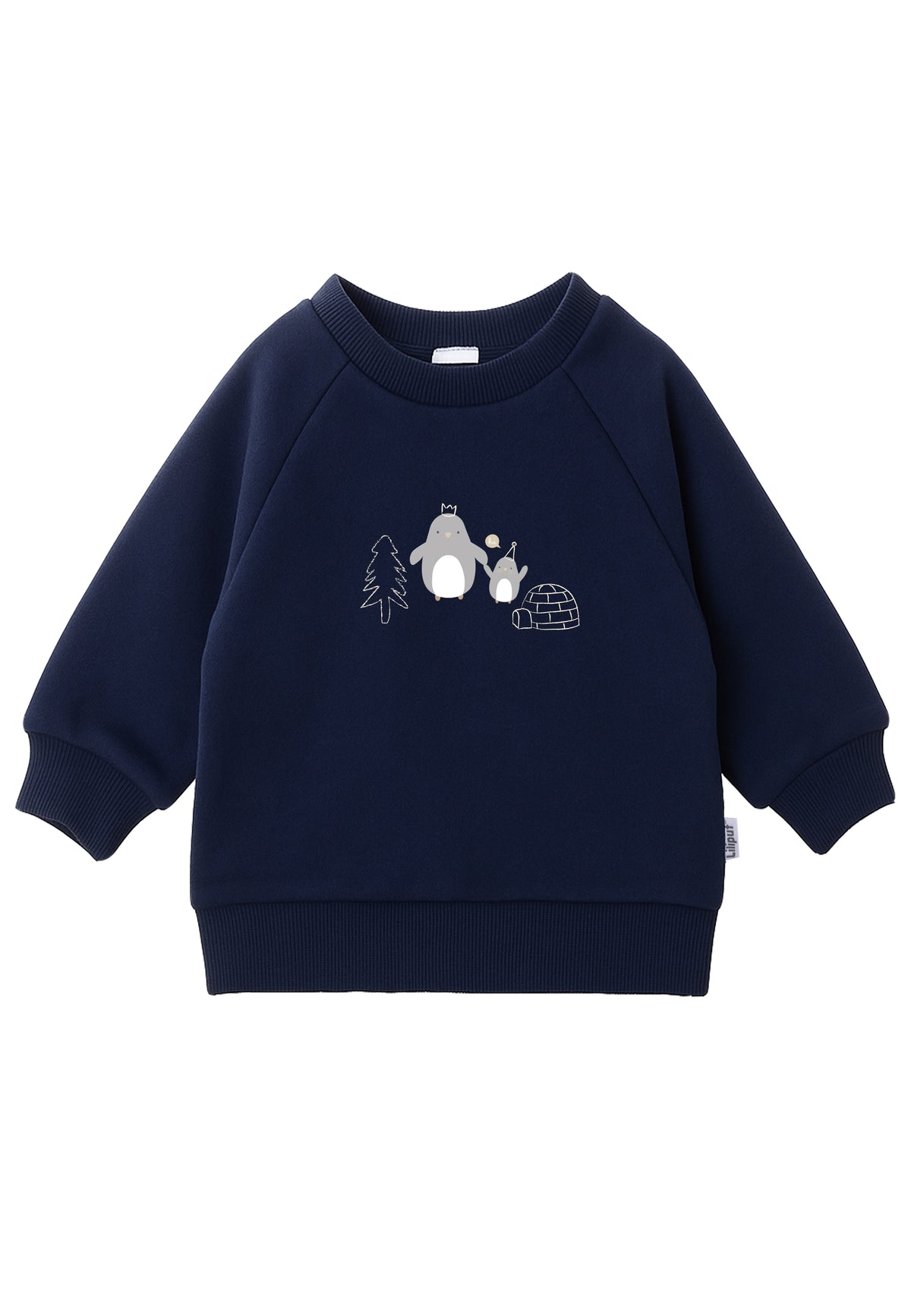 2-teiliges Baby-Set mit Sweatshirt & Leggings – Pinguine in Marineblau/Grau