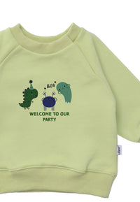 Sweatshirt in hellgrün mit Halloween Print "welcome to the party"