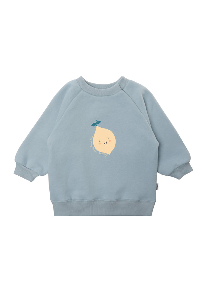 Sweatshirt in hellblau mit niedlichem Zitronen Aufdruck.