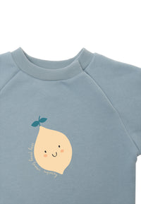 Weitere Detailansicht des Zitronen Prints mit dem Wording "easy peasy lemon squeezy".