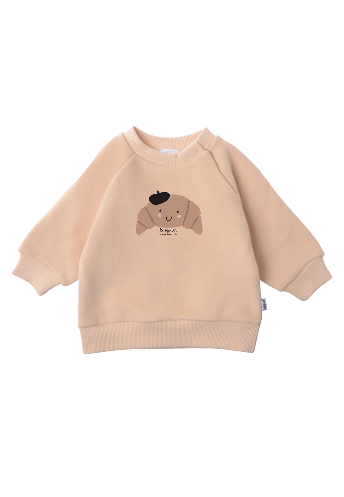 Sweatshirt in beige mit Print Croissant