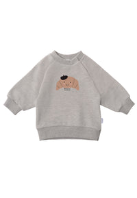 Sweatshirt in grau-melange mit Print "Croissant"